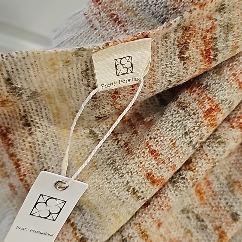 Pretty Persuasion Tan And Orange Frayed Edge Scarf/Wrap - OS - Picture 4 of 6